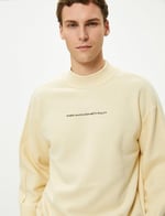 Slogan Embroidered Long Sleeve High Neck Sweat