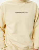 Slogan Embroidered Long Sleeve High Neck Sweat