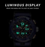 SMAEL Erkek Dijital Analog Saat Su Geçirmez Spor Saatleri Erkekler için LED Ekran Arka Işıklı ve Işıklı Eller Askeri Wtach