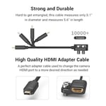 SMALLRIG 4K Cable Adapter 4K@60Hz, Male Micro Type D to Female Type A Converter, for Sony A7R IV / A7RIII/ A7III/ A7II/ A7RII, for Fujifilm X-T2/ X-T3, Cable Length 8 cm/3 inch - 3021
