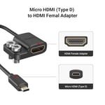SMALLRIG 4K Cable Adapter 4K@60Hz, Male Micro Type D to Female Type A Converter, for Sony A7R IV / A7RIII/ A7III/ A7II/ A7RII, for Fujifilm X-T2/ X-T3, Cable Length 8 cm/3 inch - 3021