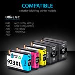 Smart Ink HP 932 XL 933 XL 932XL 933XL 5 için uyumlu yazıcı kartuşları, çoklu paket (2 siyah ve camgöbeği/macenta/sarı) HP Officejet 6600 6700 7612 7510 7110 610 için yüksek kapasiteli kartuşlar