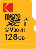 Smartree Kodak Mikro SD kart, 128 GB, UHS-I U3 V30 A1 microSDHC/XC – Mikro SD hafıza kartı – 95 MB/s'ye kadar okuma hızı – yazma hızı maks. 85 MB/s – ek bellek multimedya cihazları