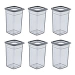 Smartware 6'Lı Set Skali Kare Saklama Kabı Antrasit 1440 ML