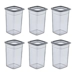 Smartware 6'Lı Set Skali Kare Saklama Kabı Antrasit 1440 ML
