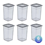 Smartware 6'Lı Set Skali Kare Saklama Kabı Antrasit 1440 ML