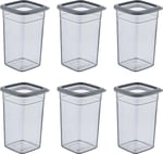 Smartware 6'Lı Set Skali Kare Saklama Kabı Antrasit 1440 ML