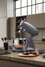 Smeg 50's Style Retro Stand Mixer Hamur Karıştırıcı Barut Gri Paslanmaz Çelik 4,8 L 800 W