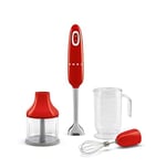 Smeg, HBF03RDEU el mikseri, turbo fonksiyonlu ve akış blenderi kesme sistemi, kaymaz saplı, entegre kablo sargısı, aksesuarlar dahil, 700 W güç, kırmızı