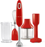SMEG HBF22RDEU el mikseri, turbo fonksiyonu ve Flowblend kesme sistemi, kaymaz saplı, entegre kablo sargısı, aksesuarlar dahil, güç 700 W, kırmızı