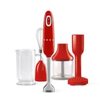 SMEG HBF22RDEU el mikseri, turbo fonksiyonu ve Flowblend kesme sistemi, kaymaz saplı, entegre kablo sargısı, aksesuarlar dahil, güç 700 W, kırmızı