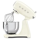SMEG, SMF03CREU mutfak robotu, 10 hız kademesi, planet karıştırıcı, emniyet kapatma, 2 çırpma teli, paslanmaz çelik küre sap, 800 W, krem rengi