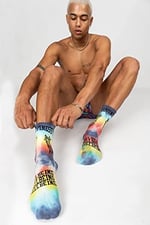 Smile-Dye Üniseks Batik Desenli Dikişsiz Tenis Çorabı - Happiness