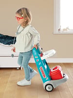 Smoby,340207, Medikal Elektronik Doktor Müdahale Seti, İlk Yardım Müdahale Arabası, Elektronik EKG Modülü, Sesli, Aksesuarlı, Fonksiyonel, Electronic Medical Trolley