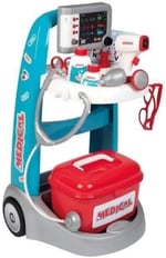 Smoby,340207, Medikal Elektronik Doktor Müdahale Seti, İlk Yardım Müdahale Arabası, Elektronik EKG Modülü, Sesli, Aksesuarlı, Fonksiyonel, Electronic Medical Trolley