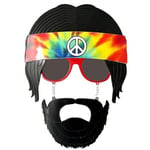 SMR-D111 Siyah Saçlı Bandana Tasarımlı Hippi Parti Gözlüğü 26x18 cm