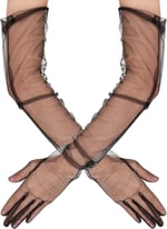 SMR-D282 Uzun Boy Likralı Siyah Renk Yetişkin Mega Tül Eldiven 53 cm
