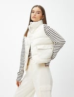 Snap Button Pocket Puffer Vest