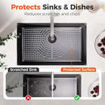 Snuggery Silikon Lavabo Paspası 66 cm x 35,5 cm, Arka Tahliye Deliği, Isıya Dayanıklı, Kaymaz Bulaşık Makinesine Uygun, Büyük Lavabo Koruyucuları Çiftlik Evi Mutfak Altı için Mutfak Lavabosu için