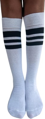 SOCKS Daily 4 Çift Kız Çocuk, Kadın Beyaz Çizgili Kaymayan Diz Altı Orta Okul Lise Kolej Okul Çorabı