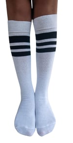 SOCKS Daily 4 Çift Kız Çocuk, Kadın Beyaz Çizgili Kaymayan Diz Altı Orta Okul Lise Kolej Okul Çorabı