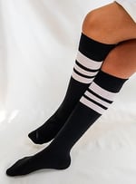 SOCKS Daily 4 Çift Kız Çocuk, Kadın Çizgili Kaymayan Diz Altı Orta Okul Lise Kolej Okul Çorabı