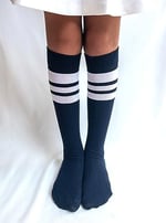 SOCKS Daily 4 Çift Kız Çocuk, Kadın Lacivert Çizgili Kaymayan Diz Altı Orta Okul Lise Kolej Okul Çorabı
