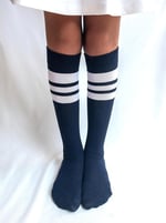 SOCKS Daily 4 Çift Kız Çocuk, Kadın Lacivert Çizgili Kaymayan Diz Altı Orta Okul Lise Kolej Okul Çorabı