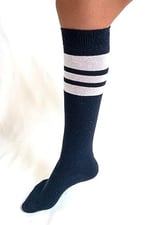 SOCKS Daily 4 Çift Kız Çocuk, Kadın Lacivert Çizgili Kaymayan Diz Altı Orta Okul Lise Kolej Okul Çorabı
