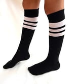 SOCKS Daily 4 Çift Kız Çocuk, Kadın Siyah Çizgili Kaymayan Diz Altı Orta Okul Lise Kolej Okul Çorabı