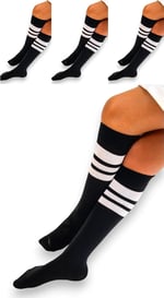 SOCKS Daily 4 Çift Kız Çocuk, Kadın Siyah Çizgili Kaymayan Diz Altı Orta Okul Lise Kolej Okul Çorabı
