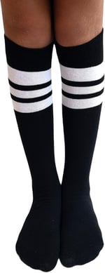 SOCKS Daily 4 Çift Kız Çocuk, Kadın Siyah Çizgili Kaymayan Diz Altı Orta Okul Lise Kolej Okul Çorabı