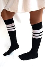 SOCKS Daily 4 Çift Kız Çocuk, Kadın Siyah Çizgili Kaymayan Diz Altı Orta Okul Lise Kolej Okul Çorabı
