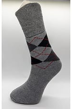 Socks Premium Termal 3 Çift Erkek Ekose Desen Sıkmayan Lastikli Kışlık Çorap Siyah - Antarasit - Gri -1