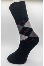 Socks Premium Termal 3 Çift Erkek Ekose Desen Sıkmayan Lastikli Kışlık Çorap Siyah - Antarasit - Gri -1