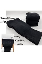 SOCKS Premium Termal 6 Çift Erkek Sıkmayan Lastikli Ekstra Kalın Tam Havlu Kışlık Çorap Siyah 40-44