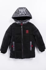 Soft Kumaş Su İtici Kumaş Kapitone İçi Polar Cepli Kapüşonlu Kışlık İçi Peluş Erkek Bebek Mont Şişme