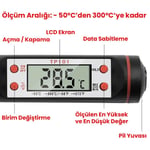 SOGUD Dijital Gıda Termometresi – Hızlı Okuma Mutfak Termometresi, Paslanmaz Çelik Prob, LCD Ekran, -50°C ~ 300°C Ölçüm Aralığı, Et Süt Yağ Şeker BBQ ve Fırın İçin Hassas Termometre
