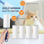 SOGUD Tüy Toplayıcı Set 7 Rulo + 1 Sap – Toplam 420 Yaprak – Kedi Köpek Tüyü ve Toz Temizleyici – Giyim, Koltuk, Halı ve Araç Koltuğu İçin Güçlü Yapışkanlı Ekonomik Paket
