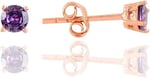 Söğütlü Silver Gümüş rose 4 mm mor tek taş küpe