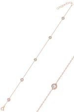Söğütlü Silver Gümüş rose sıra taşlı halhal
