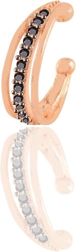 Söğütlü Silver Gümüş rose sıyah taşlı üç sıra görünümlü sıkıştırmalı tekli kıkırdak küpe
