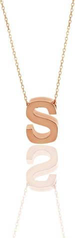 Söğütlü Silver Gümüş rose üç boyutlu minimal S harf kolye