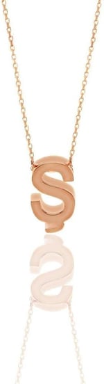 Söğütlü Silver Gümüş rose üç boyutlu minimal S harf kolye