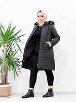SONAY KADIN BÜYÜK BEDEN KAPİTONE KAPUŞONLU ARABOY KIŞLIK MONT