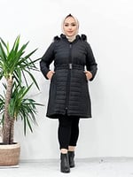 SONAY KADIN BÜYÜK BEDEN KAPİTONE KAPUŞONLU ARABOY KIŞLIK MONT