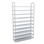 SONGMICS 10 Katlı Ayakkabı Rafı, 100x29x175 CM, Gri, LSR10G
