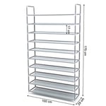 SONGMICS 10 Katlı Ayakkabı Rafı, 100x29x175 CM, Gri, LSR10G