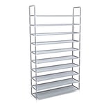 SONGMICS 10 Katlı Ayakkabı Rafı, 100x29x175 CM, Gri, LSR10G