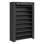 SONGMICS 10 Katlı Ayakkabı Rafı 28x88x160 cm Ayakkabı Dolabı, Ayakkabı Depolama, Toz Geçirmez Kapaklı Ayakkabı Organizatörü, Yüksek Topuklu Spor Ayakkabı için uygun, Metal Raf, siyah, RXJ36HV1
